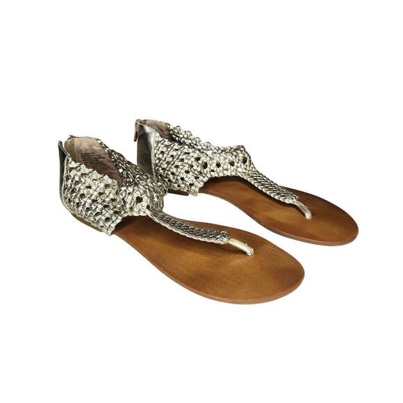 Nine West Shoes - Nine West Thong Sandals Gold Weave Boho Beach Resort Summer Vegan 8M